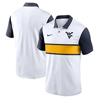 Polo Nike blanc/bleu marine pour homme, motif campus des West Virginia Mountaineers, Vapor Dri-FIT