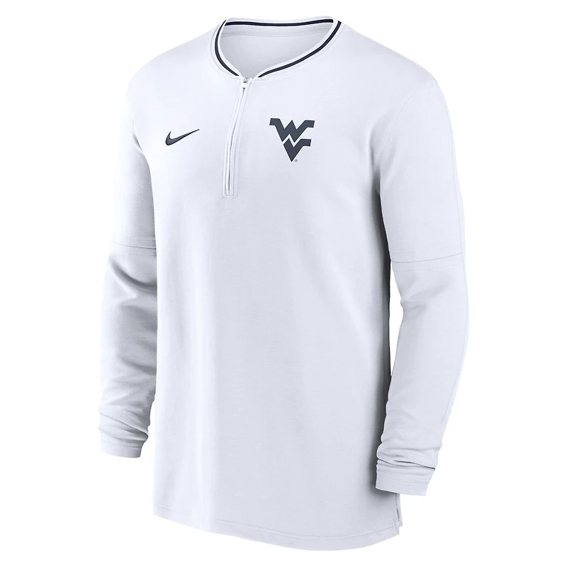 Men's Nike White West Virginia Mountaineers 2024 Sideline Coach Performance Half-Zip Long Sleeve Top
