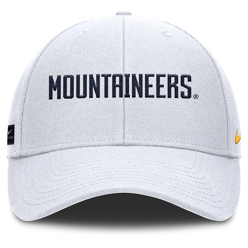 Casquette ajustable Nike blanche West Virginia Mountaineers 2025 On-Field Rise Performance pour homme