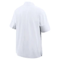 Veste d'entraîneur Nike blanche à manches courtes et fermeture éclair quart de tour pour homme des West Virginia Mountaineers 2025