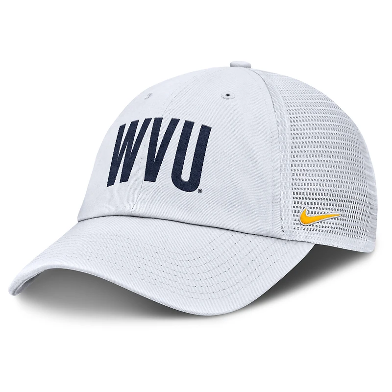 Casquette ajustable Nike blanche West Virginia Mountaineers Club Campus Trucker pour homme
