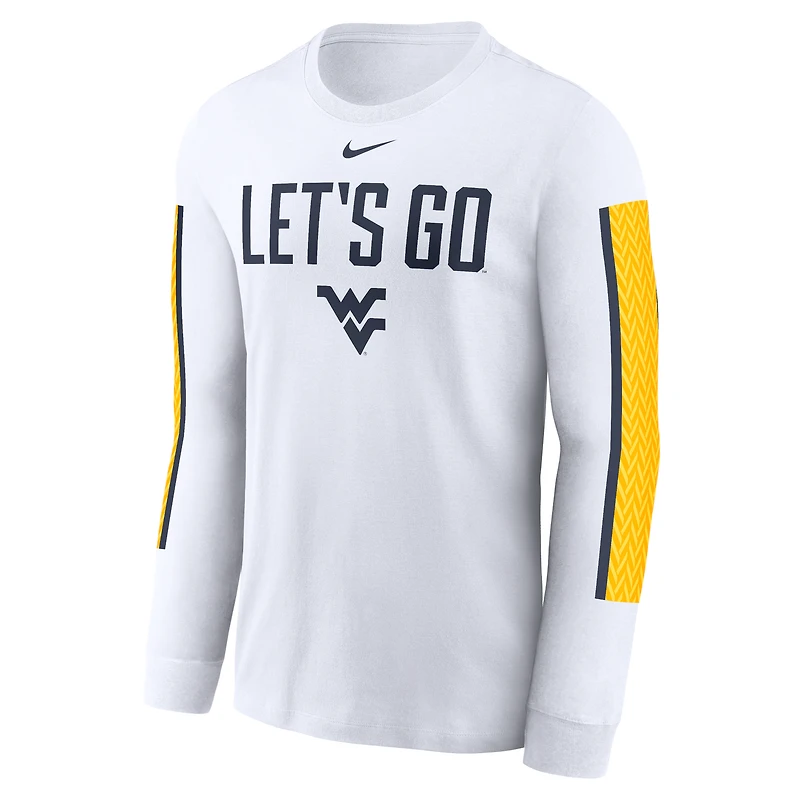 Men's Nike White West Virginia Mountaineers Local Spirit Slogan Long Sleeve T-Shirt