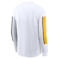 T-shirt à manches longues Nike pour hommes, blanc, avec slogan Local Spirit des Mountaineers de Virginie-Occidentale