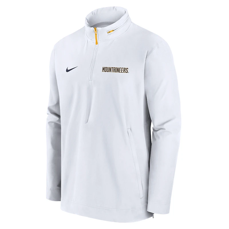 Veste légère à quart de zip Nike blanche pour homme, équipe des West Virginia Mountaineers