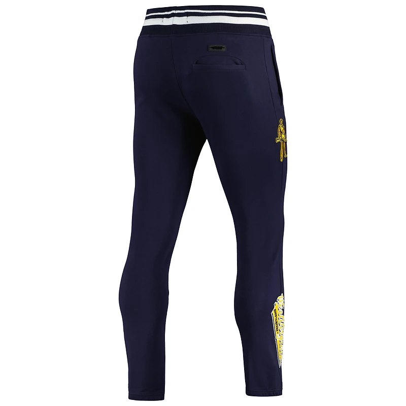 Men's Pro Standard Navy West Virginia Mountaineers Script Tail Fleece Sweatpants