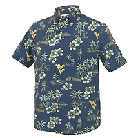 Men's Reyn Spooner Navy West Virginia Mountaineers Kekai Classic Tri-Blend Button-Down Shirt
