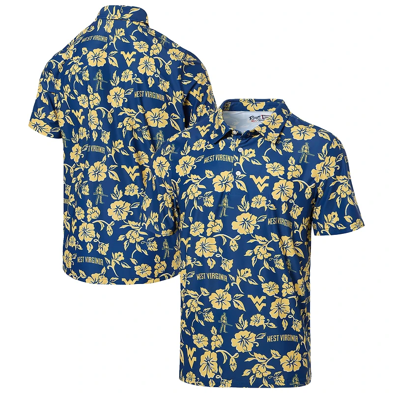Polo Performance Reyn Spooner bleu marine des West Virginia Mountaineers pour homme