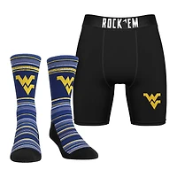 Pack combiné de chaussettes et caleçons boxeurs Rock Em Socks pour hommes des West Virginia Mountaineers