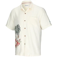 Men's Tommy Bahama Cream West Virginia Mountaineers Paradise Fly Ball Camp Button-Up Shirt
