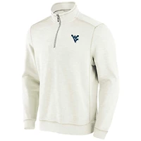 Men's Tommy Bahama Cream West Virginia Mountaineers Tobago Bay Half-Zip Tri-Blend Top