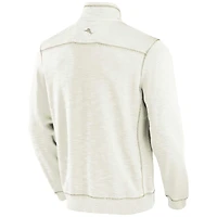 Men's Tommy Bahama Cream West Virginia Mountaineers Tobago Bay Half-Zip Tri-Blend Top