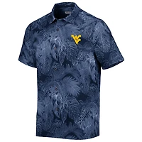 Men's Tommy Bahama Navy West Virginia Mountaineers Coast Luminescent Fronds IslandZone Button-Up Camp Shirt