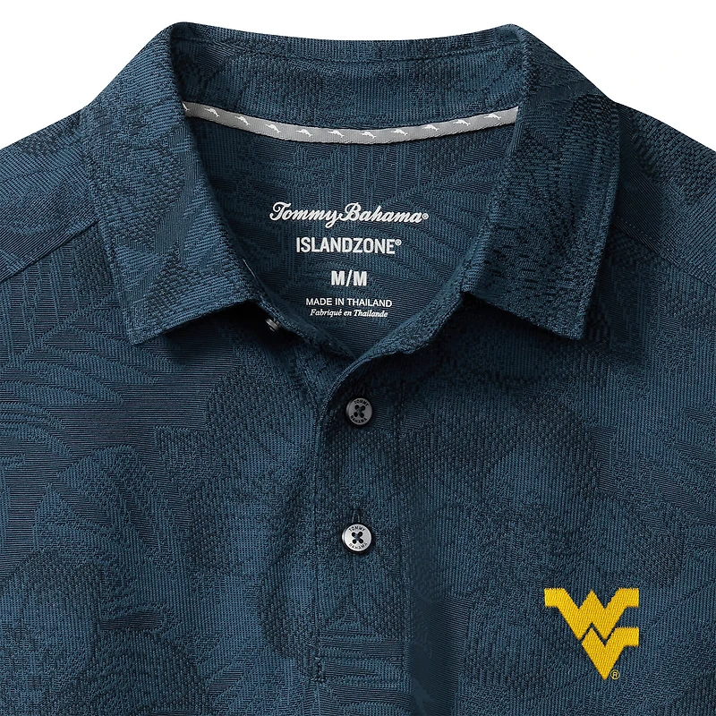 Men's Tommy Bahama Navy West Virginia Mountaineers Palm Fresco Hibiscus IslandZone® Polo