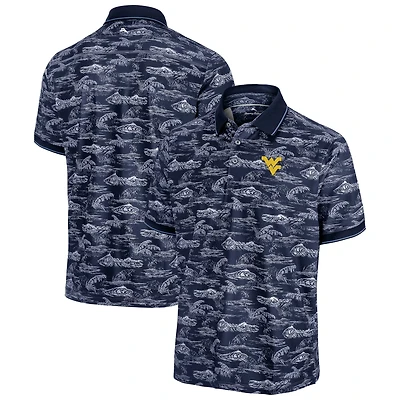 Men's Tommy Bahama Navy West Virginia Mountaineers Sport Bay View IslandZone Polo