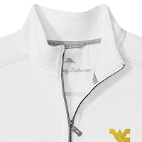 Veste mi-zippée Tommy Bahama blanche pour homme des West Virginia Mountaineers de Montego Bay