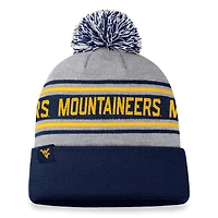 Bonnet en tricot à revers et pompon pour homme Top of the World Heather Grey West Virginia Mountaineers