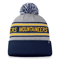 Bonnet en tricot à revers et pompon pour homme Top of the World Heather Grey West Virginia Mountaineers