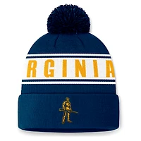Bonnet en tricot à revers avec pompon Top of the World bleu marine des West Virginia Mountaineers pour homme