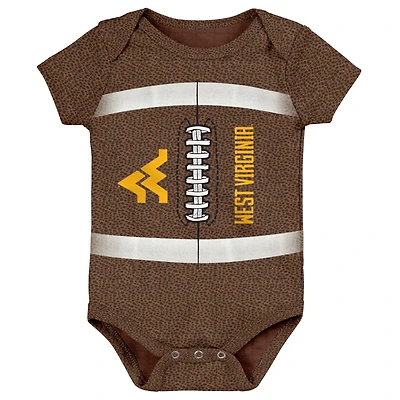 Newborn & Infant Brown West Virginia Mountaineers Catch Me Football Bodysuit