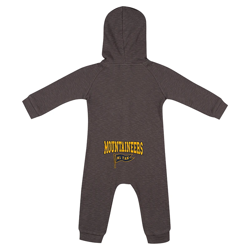 Newborn & Infant Colosseum Charcoal West Virginia Mountaineers Zando-Zan Waffle Full-Snap Hooded Romper