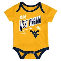 Newborn & Infant Outerstuff West Virginia Mountaineers Three-Pack All Day Play Bodysuit Set