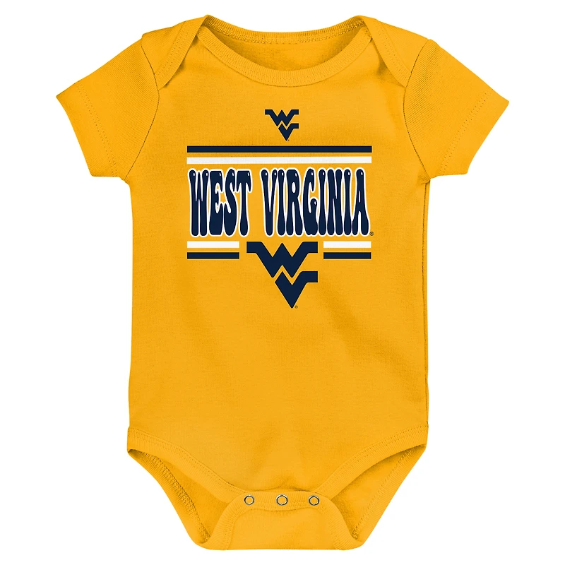 Newborn Navy West Virginia Mountaineers Sunday Comics 3-Pack Bodysuit Set