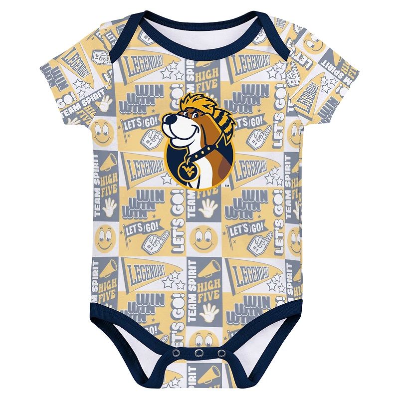 Ensemble de 3 bodies pour nouveau-né la marine West Virginia Mountaineers Sunday Comics
