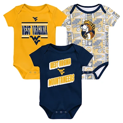 Ensemble de 3 bodies pour nouveau-né la marine West Virginia Mountaineers Sunday Comics
