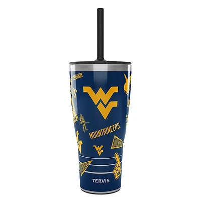 Gobelet Tervis West Virginia Mountaineers de 30 oz avec couvercle en paille