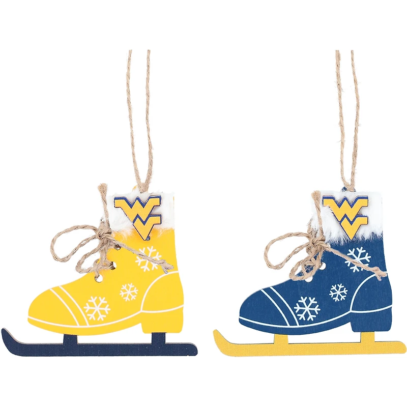 The Memory Company West Virginia Mountaineers Two-Pack Ice Skate Ornament Set