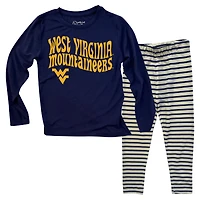 Ensemble haut à manches longues et leggings rayés tri-blend pour tout-petits, Wes & Willy West Virginia Mountaineers