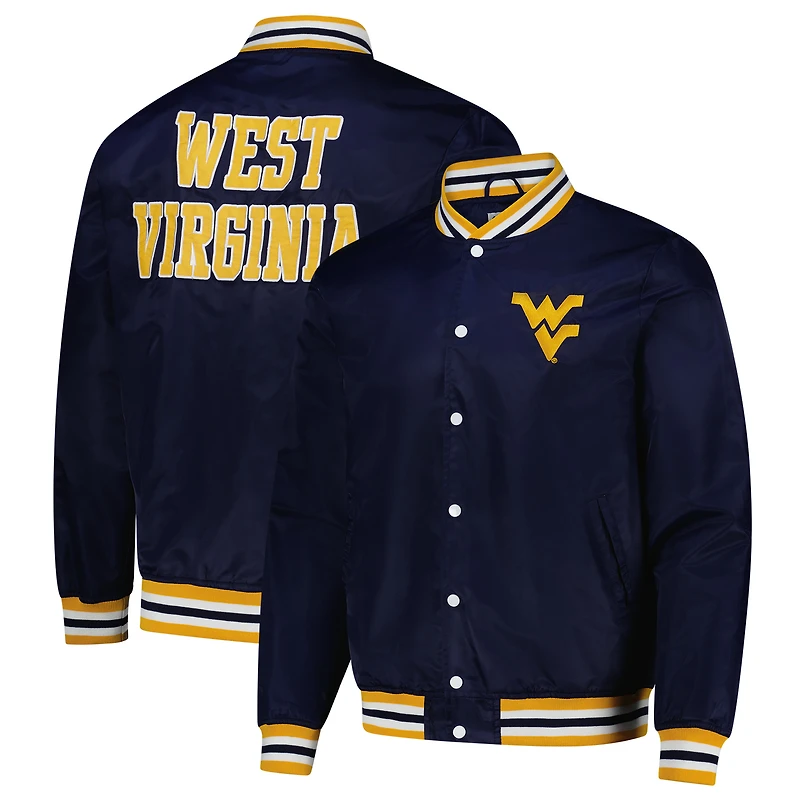 Unisex Charlie Hustle  Navy West Virginia Mountaineers Full-Snap Varsity Jacket