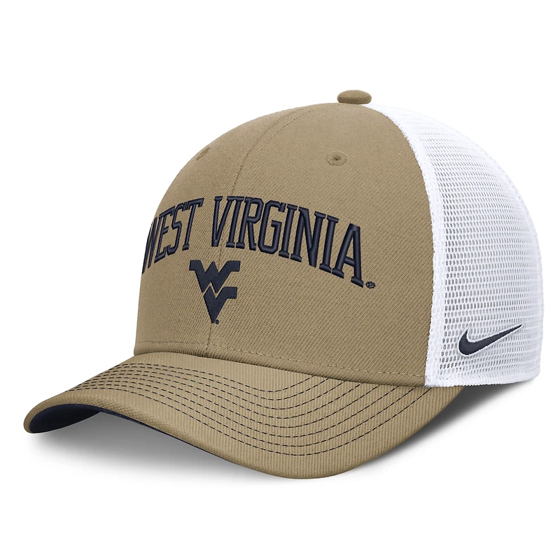 Casquette trucker unisexe Nike bleu marine/blanche West Virginia Mountaineers Primetime Arched, ajustable
