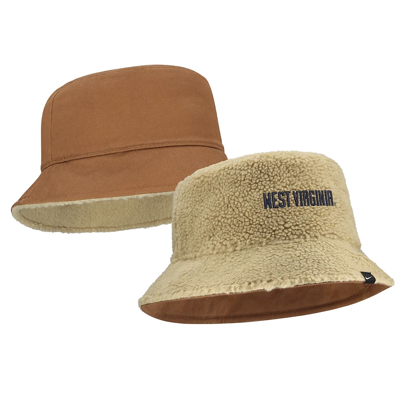 Unisex Nike  Beige/Tan West Virginia Mountaineers Campus Prep Script Reversible Bucket Hat