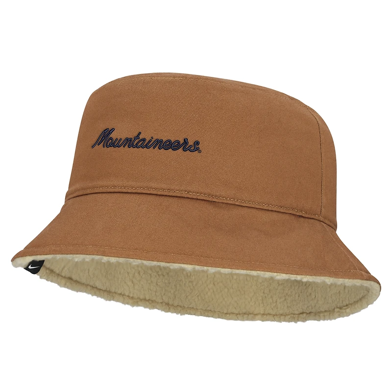 Unisex Nike  Beige/Tan West Virginia Mountaineers Campus Prep Script Reversible Bucket Hat