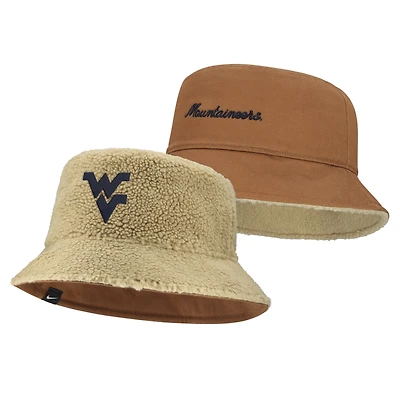 Bob réversible unisexe Nike beige/marron clair West Virginia Mountaineers Campus Prep Script