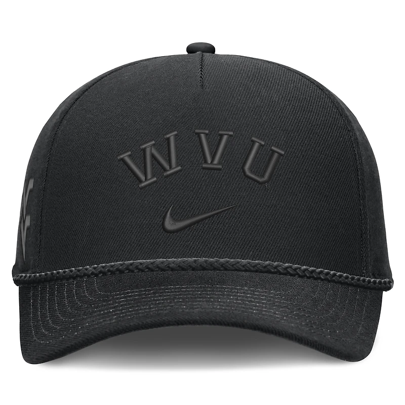 Casquette unisexe Nike noire West Virginia Mountaineers Campus Prep à taille haute et 5 panneaux ajustables