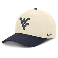 Casquette unisexe Nike Campus Prep Rise ajustable, coloris naturel/marine, West Virginia Mountaineers