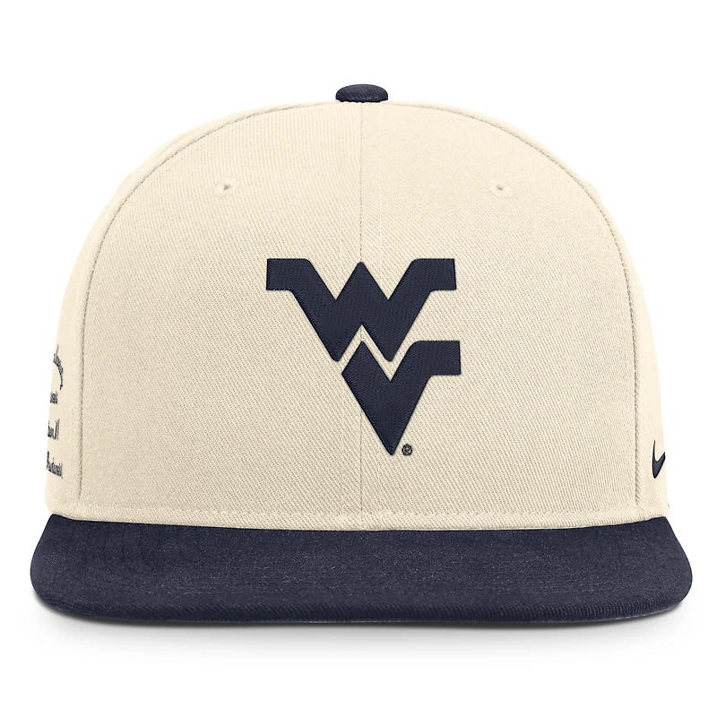 Casquette unisexe Nike Natural/Marine West Virginia Mountaineers Campus Prep Snapback