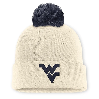Bonnet unisexe Nike Natural West Virginia Mountaineers Campus Prep Script à revers et pompon