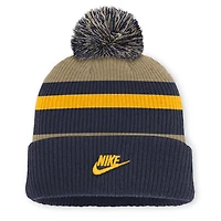 Unisex Nike  Navy/Beige West Virginia Mountaineers Legacy Striped Cuffed Knit Hat with Pom