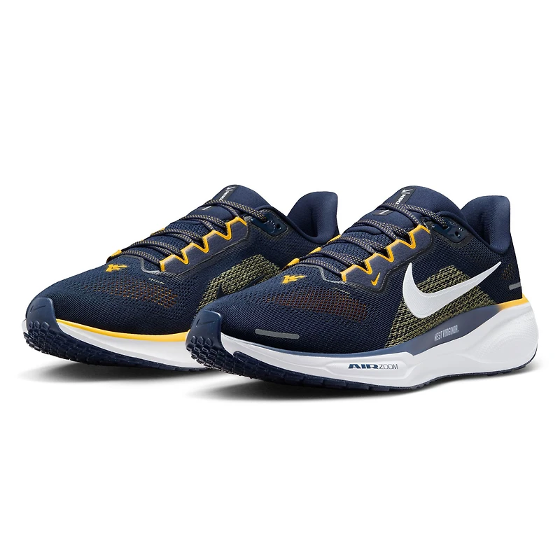 Chaussures de course unisexes Nike Zoom Pegasus 41 bleu marine des West Virginia Mountaineers