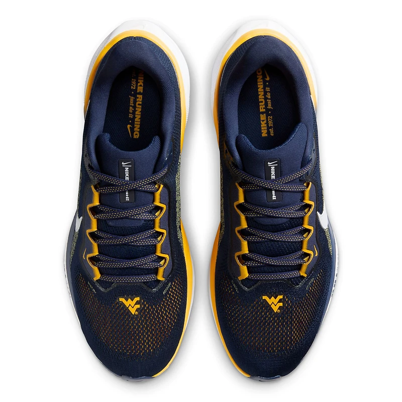 Chaussures de course unisexes Nike Zoom Pegasus 41 bleu marine des West Virginia Mountaineers