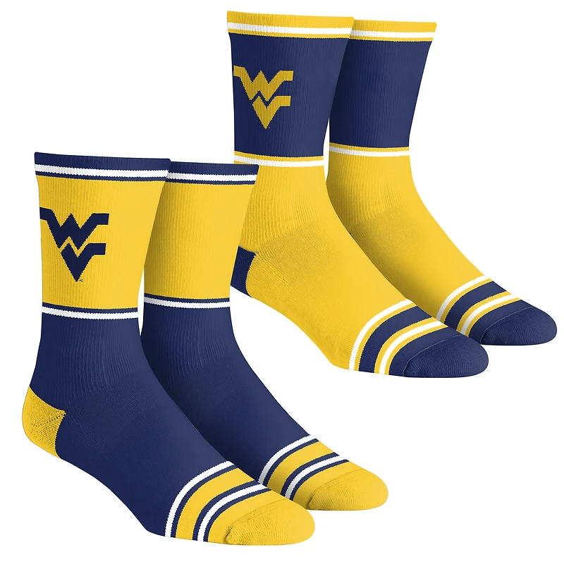 Unisex Rock Em Socks West Virginia Mountaineers 2-Pack Color Block Crew Set