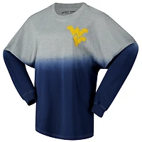 Unisex Spirit Jersey Navy/Gray West Virginia Mountaineers Ombre Long Sleeve T-Shirt