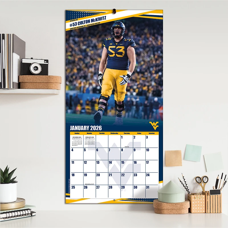 West Virginia Mountaineers 12” x 12” 2026 Team Wall Calendar