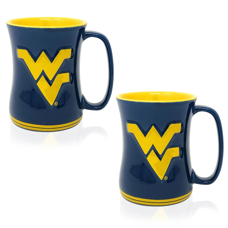 Lot de deux tasses barista sculptées West Virginia Mountaineers de 473 ml