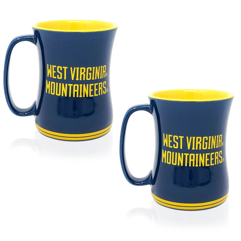 Lot de deux tasses barista sculptées West Virginia Mountaineers de 473 ml