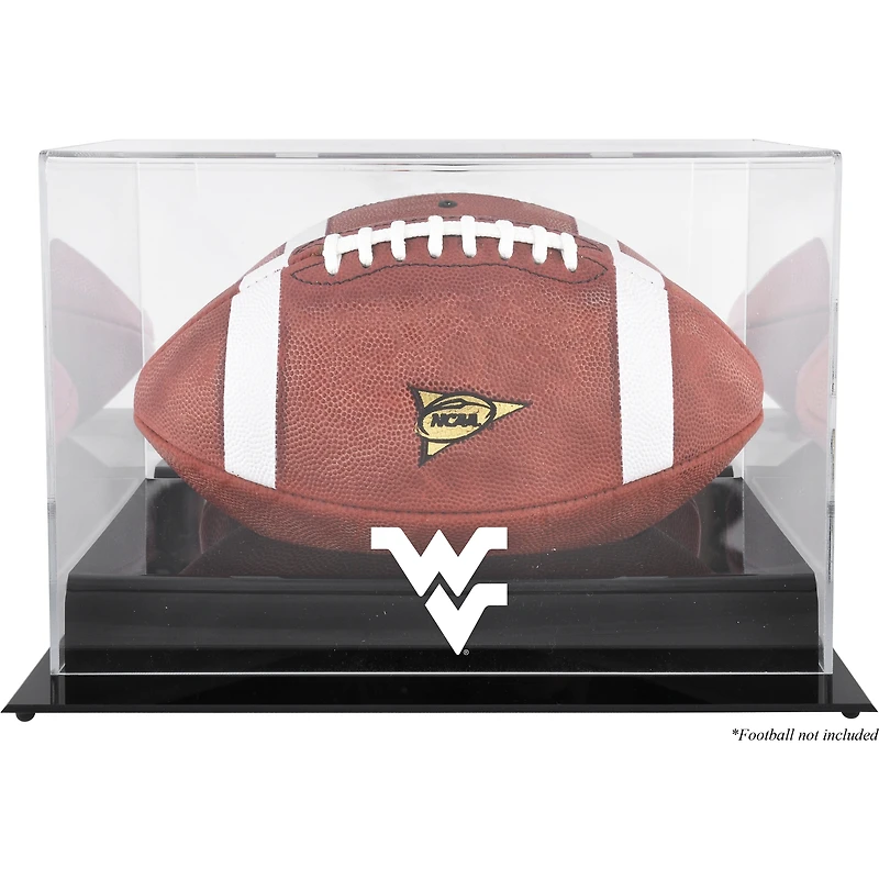 Vitrine de présentation du logo de l'équipe de football des West Virginia Mountaineers Black Base avec dos miroir