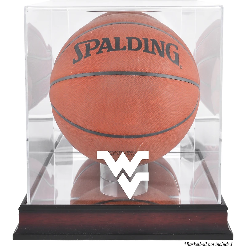 Vitrine de basket-ball West Virginia Mountaineers en acajou avec finition antique et dos en miroir